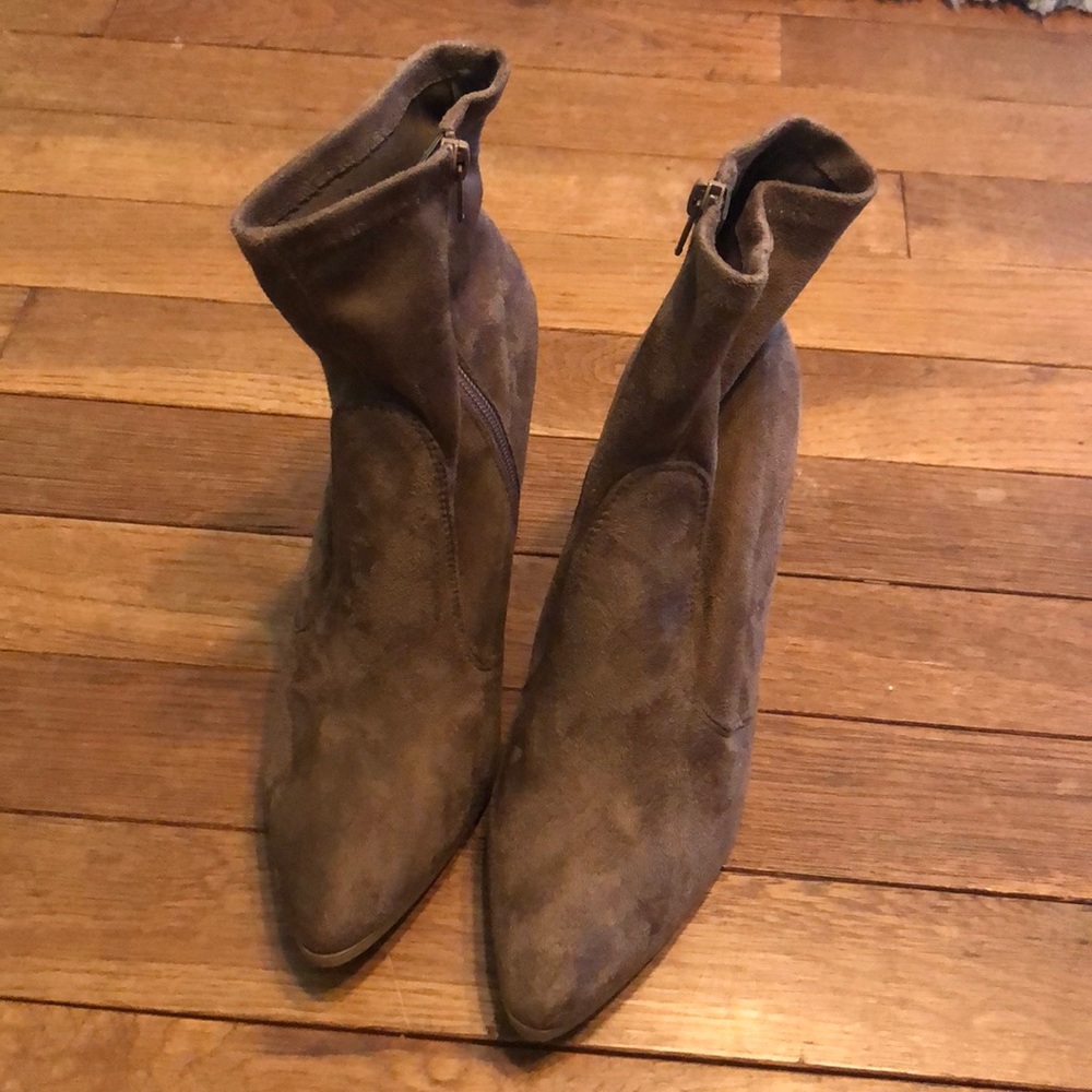Suede Taupe Ankle Boots Size 10